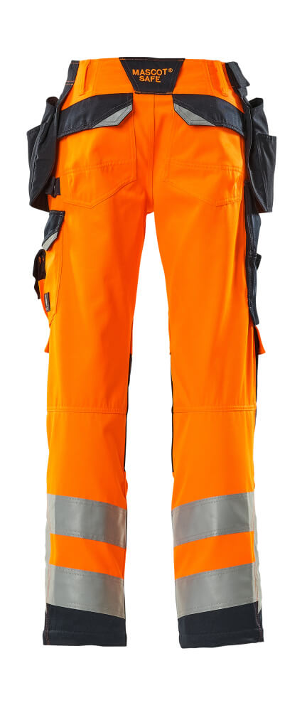 MASCOT Wigan Trousers with holster pockets 15531 Hi-vis Orange/dark Navy