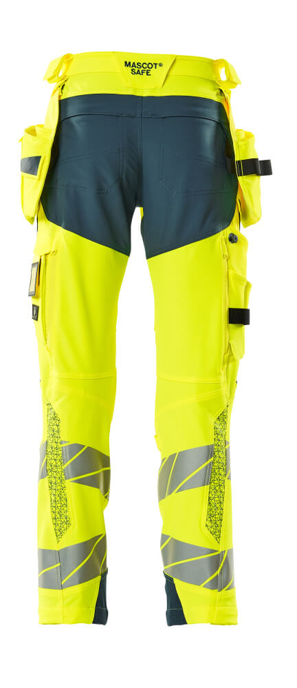MASCOT ACCELERATE SAFE Trousers with holster pockets 19031 Hi-vis Yellow/dark Petroleum