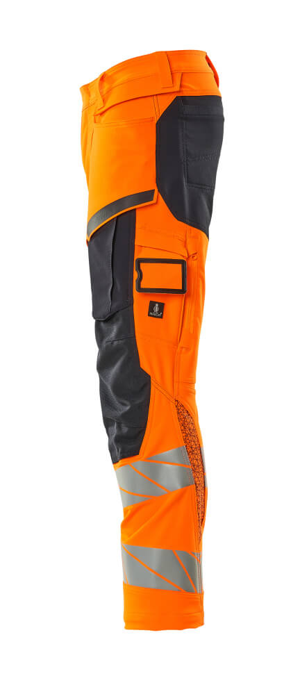 MASCOT ACCELERATE SAFE Trousers with kneepad pockets 19079 Hi-vis Orange/dark Navy