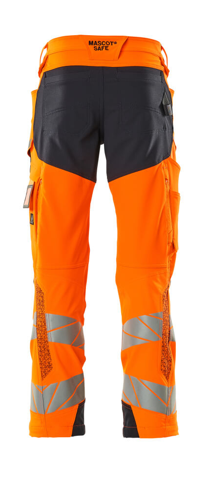 MASCOT ACCELERATE SAFE Trousers with kneepad pockets 19079 Hi-vis Orange/dark Navy