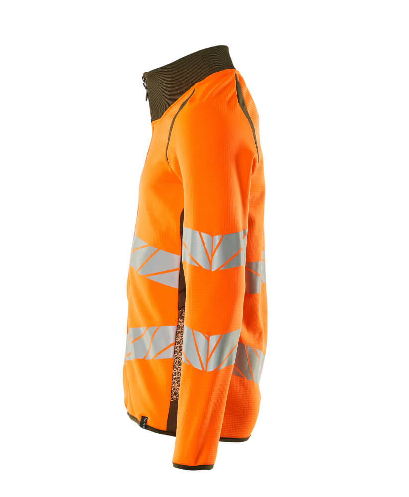 MASCOT ACCELERATE SAFE Sweatshirt with zipper 19184 Hi-vis Orange/moss Green