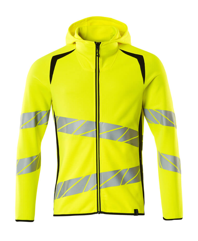 MASCOT ACCELERATE SAFE Hoodie with zipper 19284 Hi-vis Yellow/black