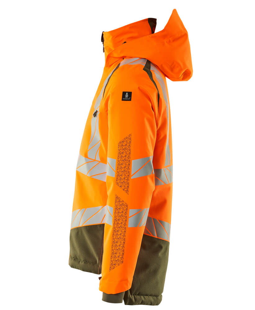 MASCOT ACCELERATE SAFE Winter Jacket 19335 Hi-vis Orange/moss Green