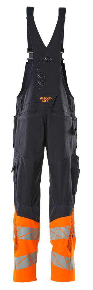 MASCOT ACCELERATE SAFE Bib & Brace with kneepad pockets 19669 Dark Navy/hi-vis Orange