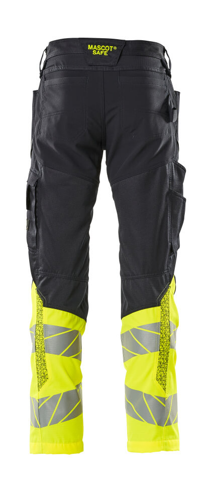 MASCOT ACCELERATE SAFE Trousers with kneepad pockets 19679 Dark Navy/hi-vis Yellow