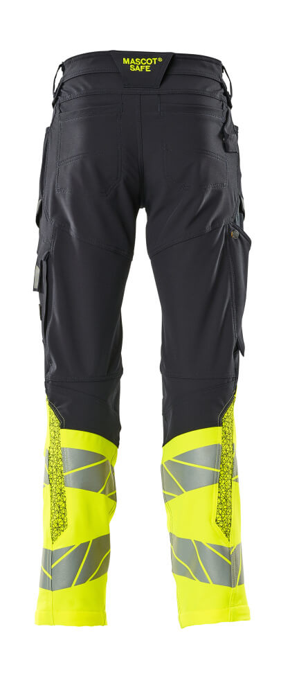 MASCOT ACCELERATE SAFE Trousers with kneepad pockets 19879 Dark Navy/hi-vis Yellow