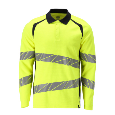 MASCOT ACCELERATE MULTISAFE Polo Shirt, long-sleeved 21383 Hi-vis Yellow/dark Navy