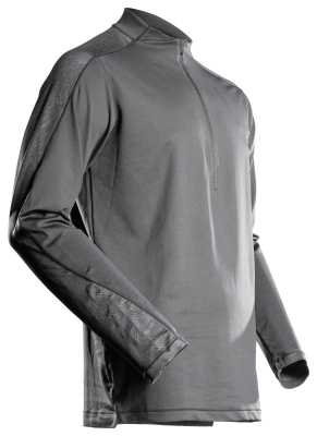 MASCOT CUSTOMIZED T-shirt, long-sleeved, with half zip 22681 Stone Grey